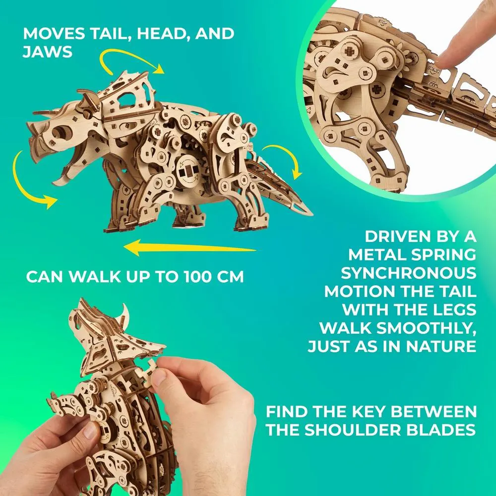 UGEARS Triceratops Dinosaur Wooden Model Kit