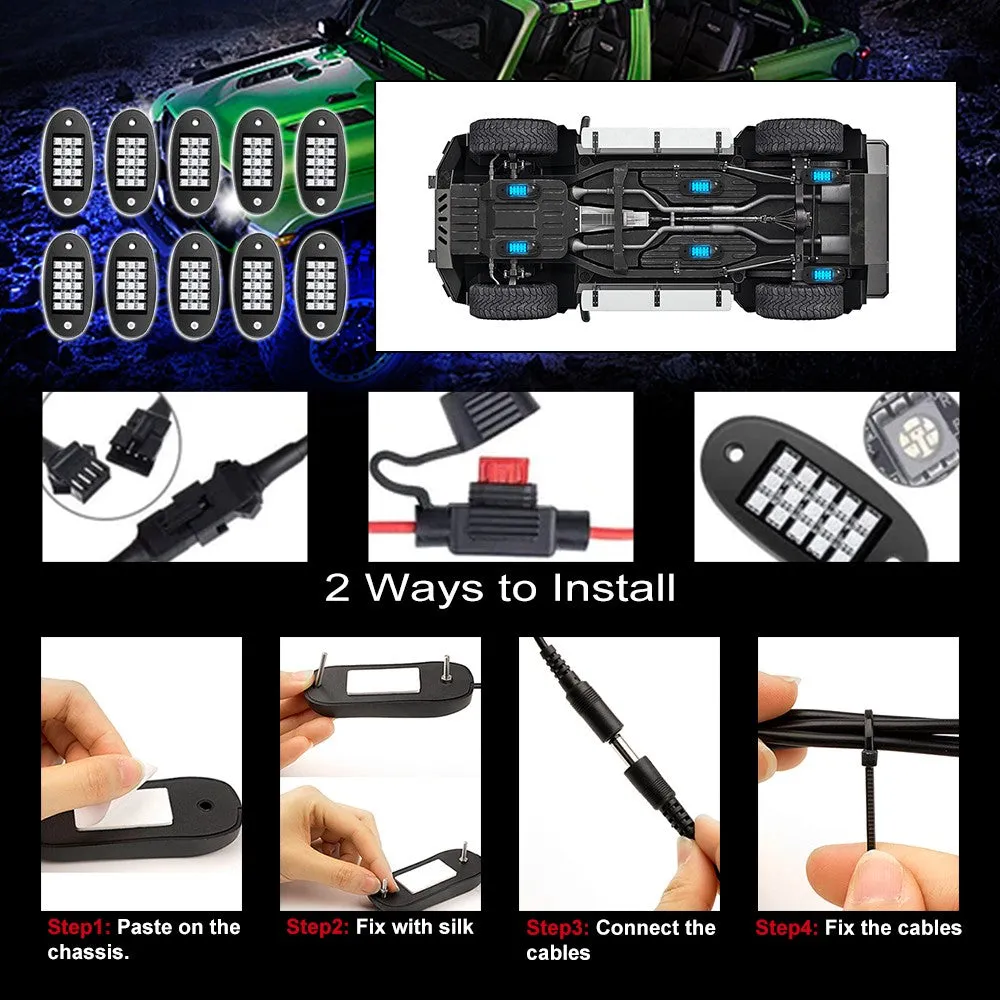 Underglow Light LED Rock Light Waterproof Music Lighting Kit