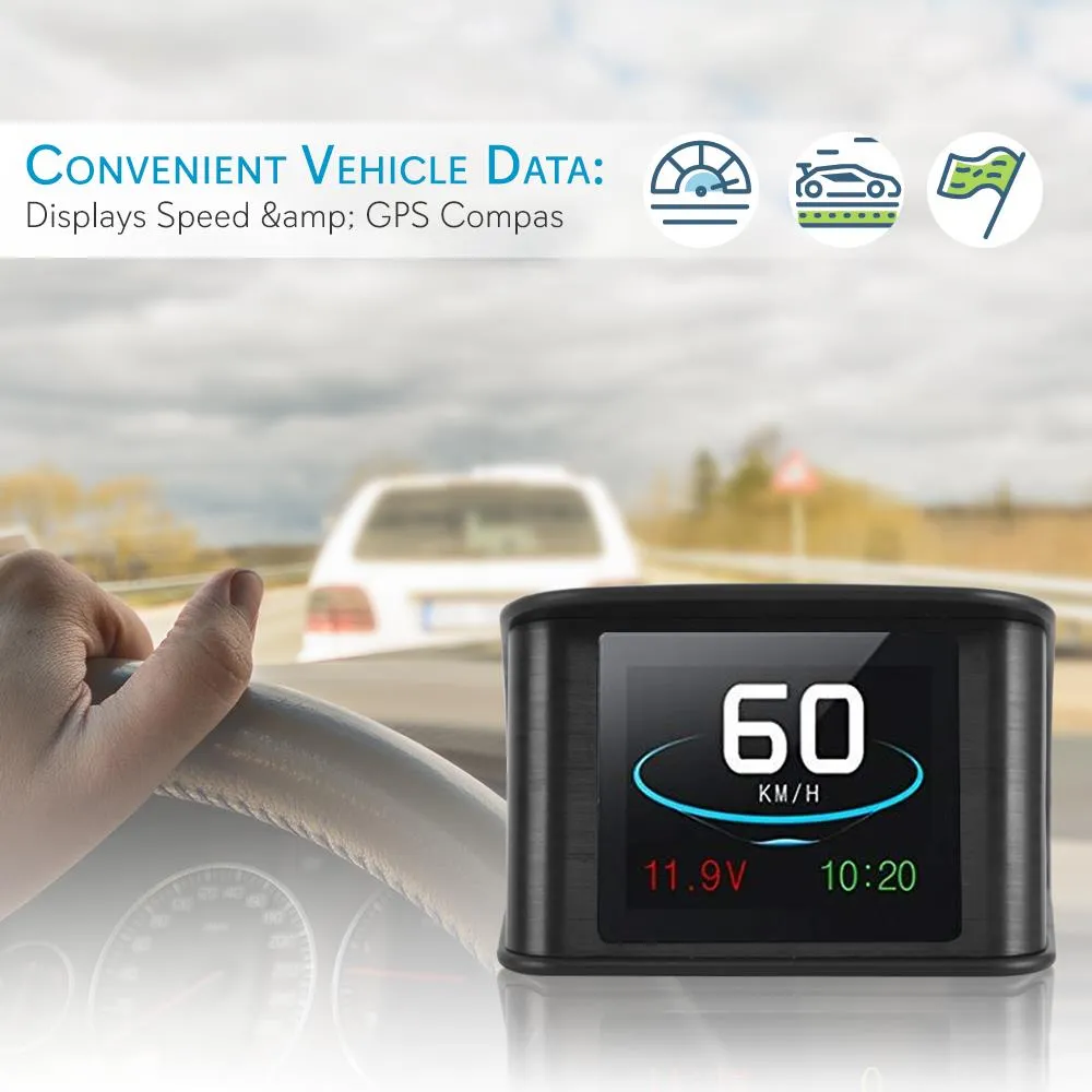 Vehicle Smart Hud Speedometer - Car Dashboard Heads-Up Display Screen With Gps Compass For Vehicle & Driving Data