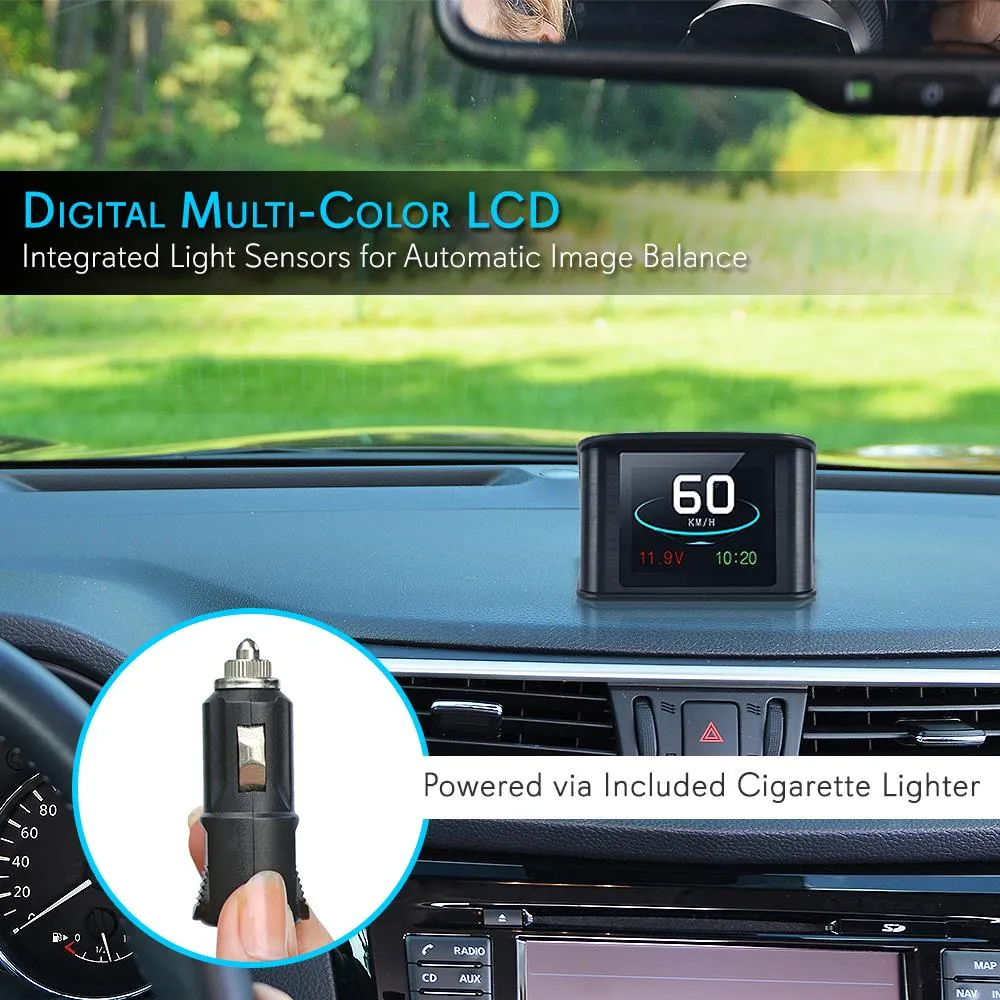 Vehicle Smart Hud Speedometer - Car Dashboard Heads-Up Display Screen With Gps Compass For Vehicle & Driving Data