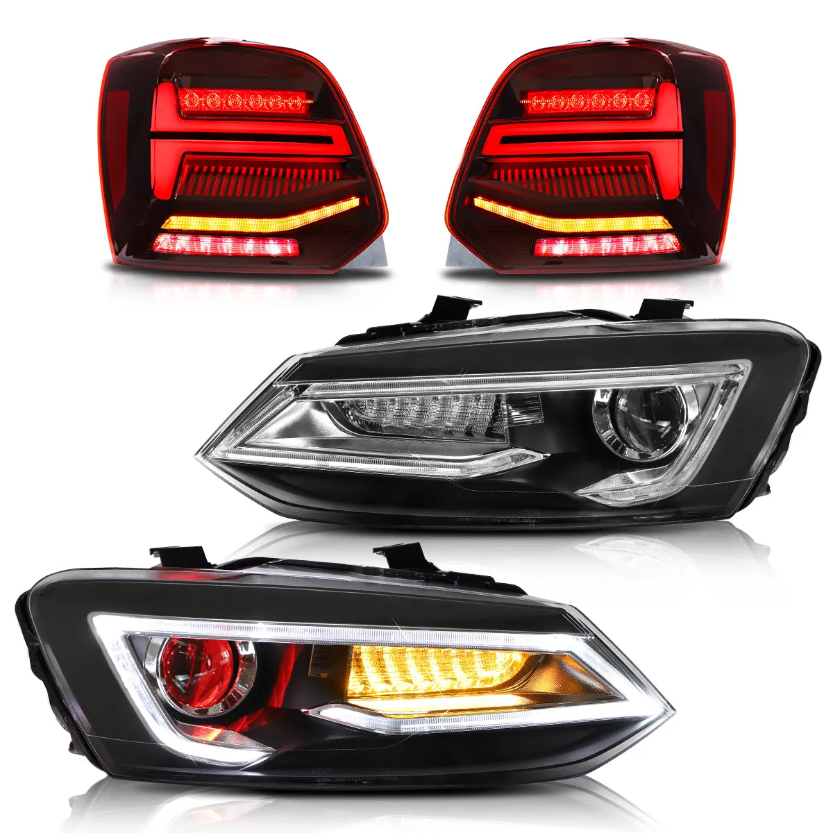 VLAND Headlights and Taillights For Volkswagen (VW) Polo MK5 2009-2017 [E-MARK.]