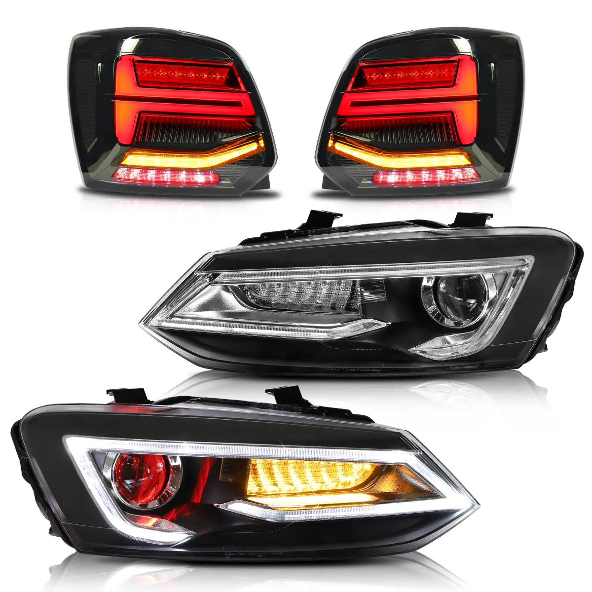 VLAND Headlights and Taillights For Volkswagen (VW) Polo MK5 2009-2017 [E-MARK.]
