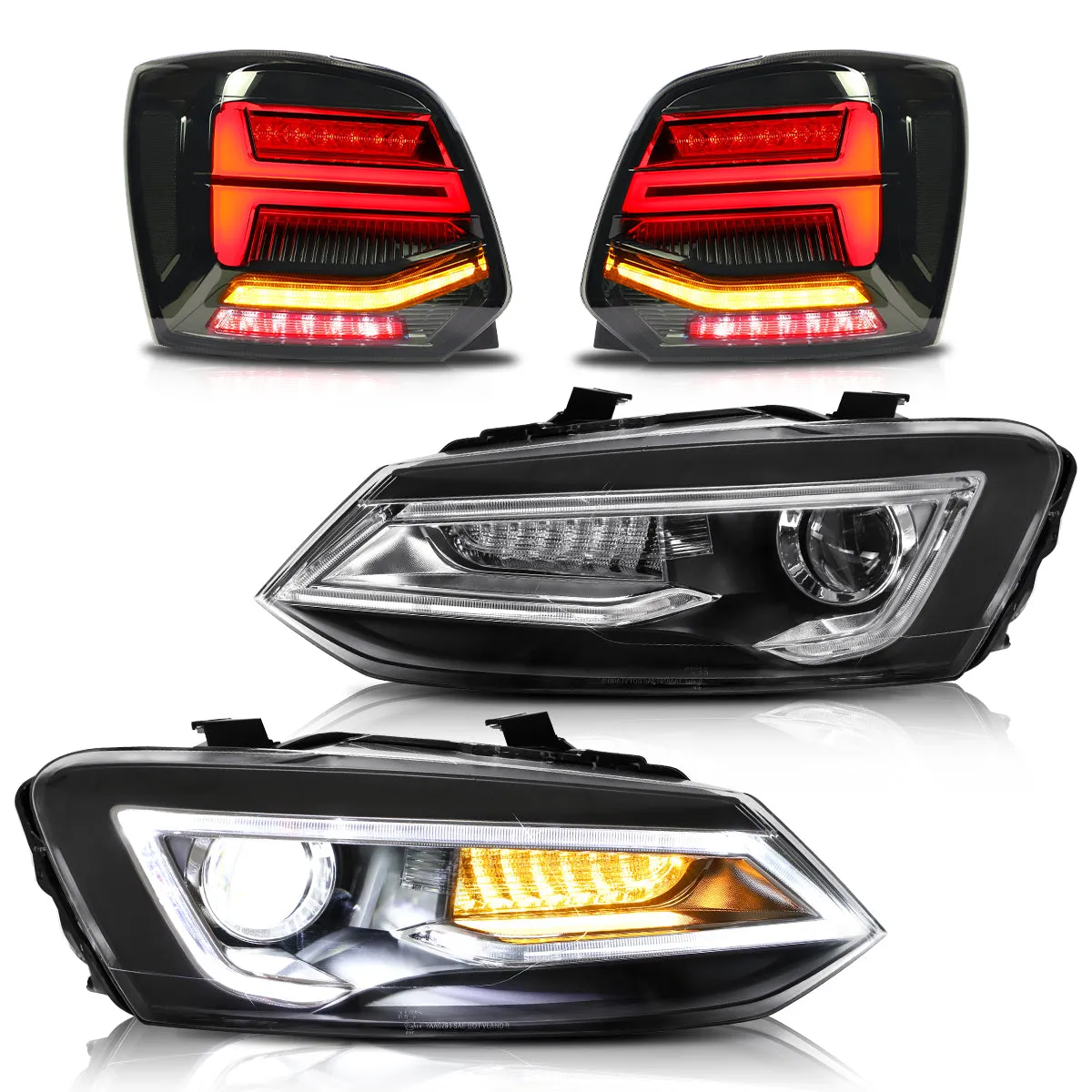 VLAND Headlights and Taillights For Volkswagen (VW) Polo MK5 2009-2017 [E-MARK.]