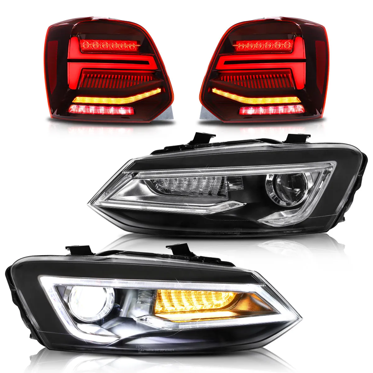 VLAND Headlights and Taillights For Volkswagen (VW) Polo MK5 2009-2017 [E-MARK.]