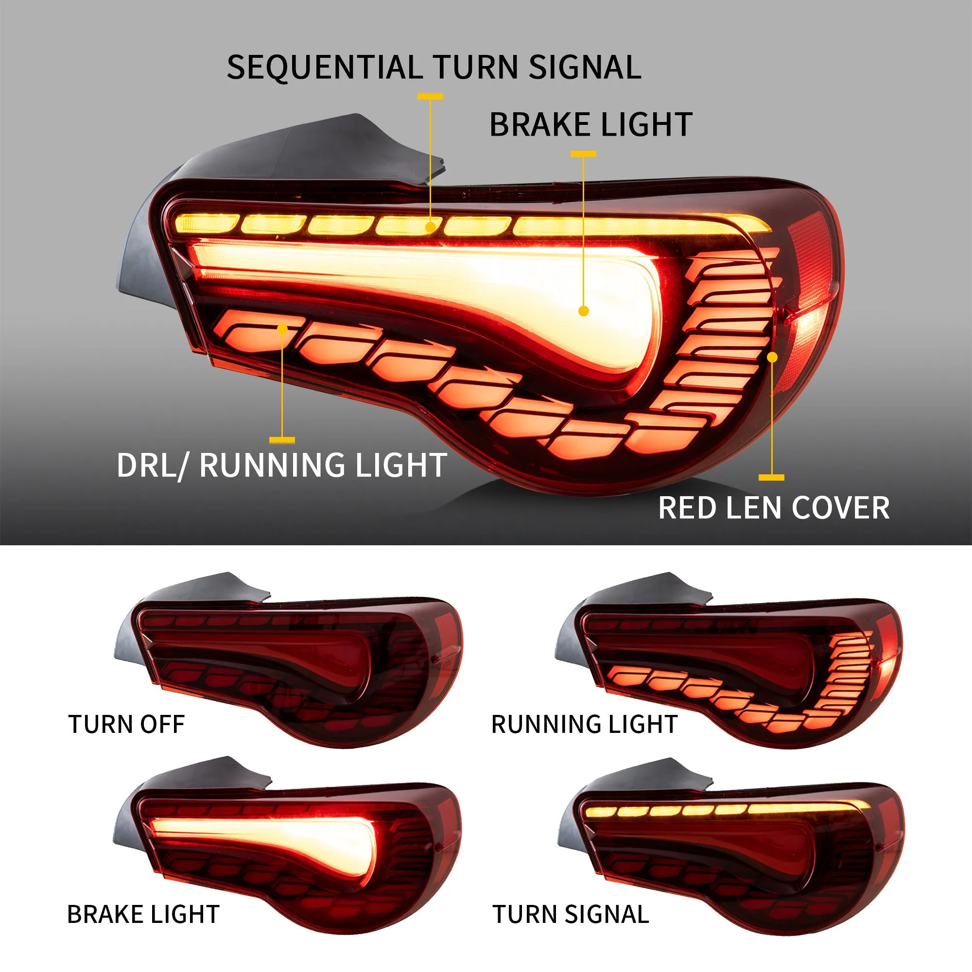 VLAND LED Projector Headlights Tail Lights Combo For Toyota 86 GT86 Subaru BRZ Scion FRS 2012-2020