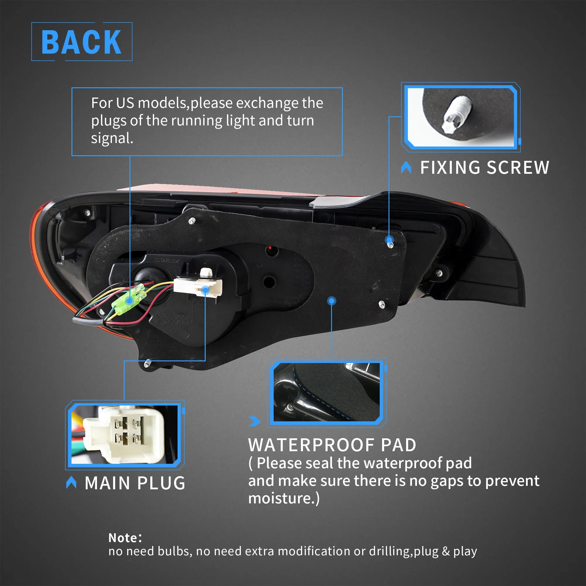 VLAND LED Projector Headlights Tail Lights Combo For Toyota 86 GT86 Subaru BRZ Scion FRS 2012-2020
