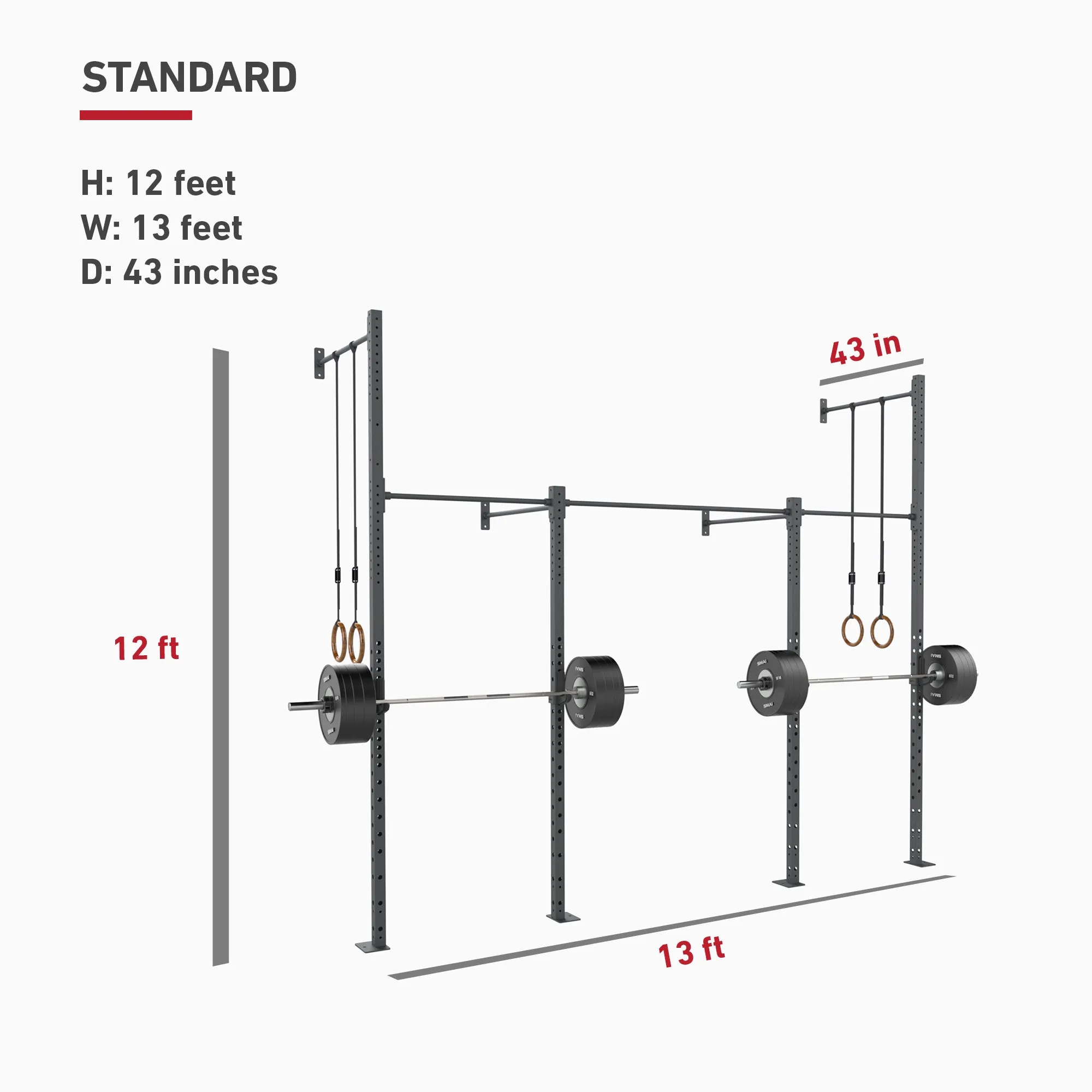 Wall Mounted Rig - 2 Squat Cell with Bridge - X-Frame