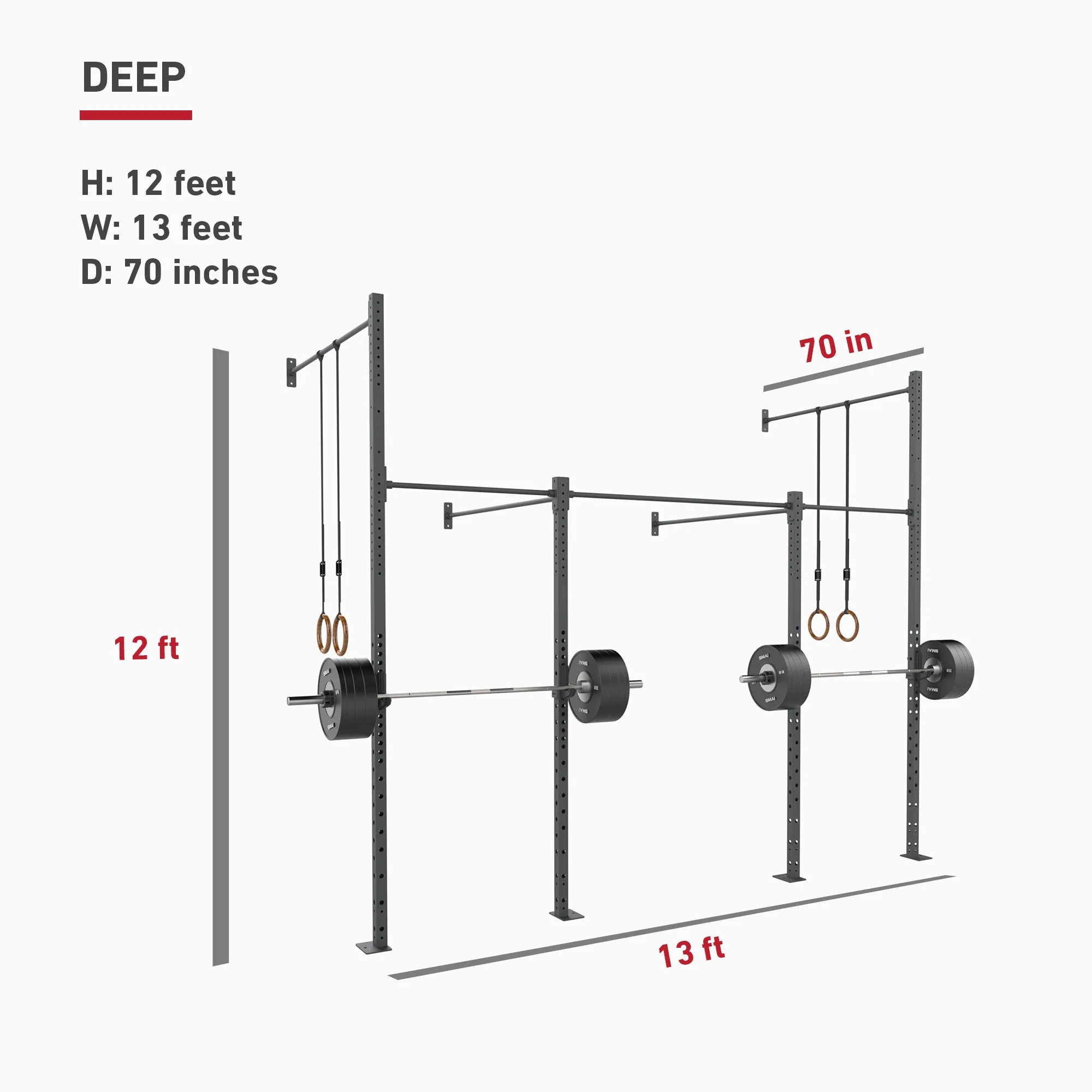 Wall Mounted Rig - 2 Squat Cell with Bridge - X-Frame